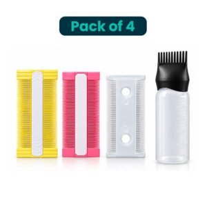 Pack of 4 Hair Care Set with 3 Fine Tooth Combs and Hair Dye Applicator Bottle