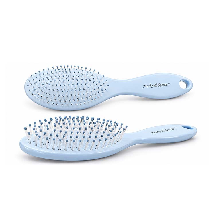 Blue Paddle Hair Brush with Ball Tip Bristles