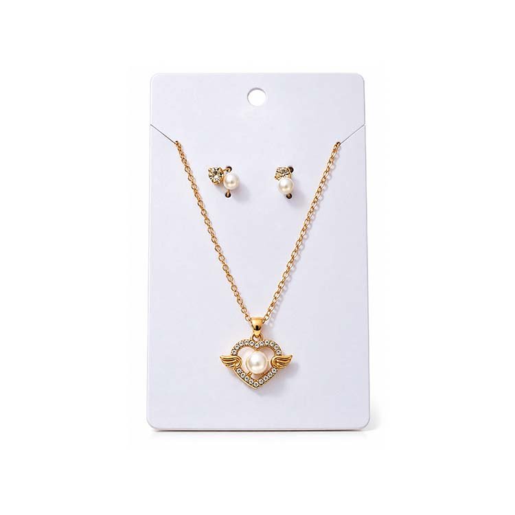 Gold Tone Heart Pearl Necklace & Earrings Set
