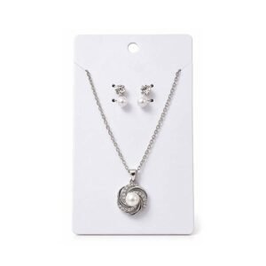 Silver Tone Pearl Swirl Necklace & Earrings Set